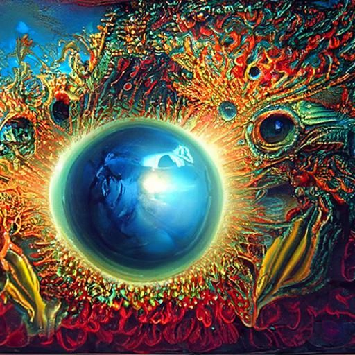 Cosmic Matrix of Life in Photorealistic Pointillism