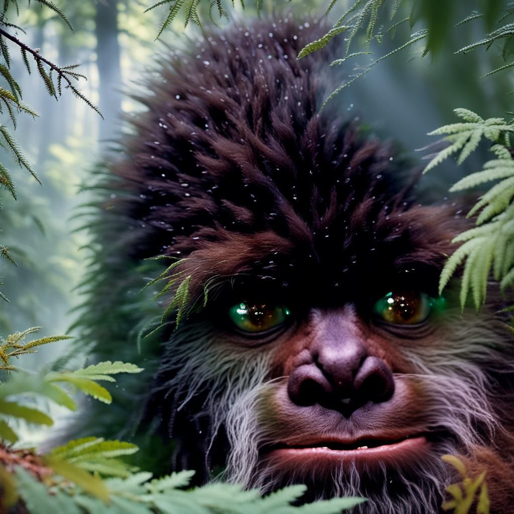 Mysterious Furry Creature in Misty Forest