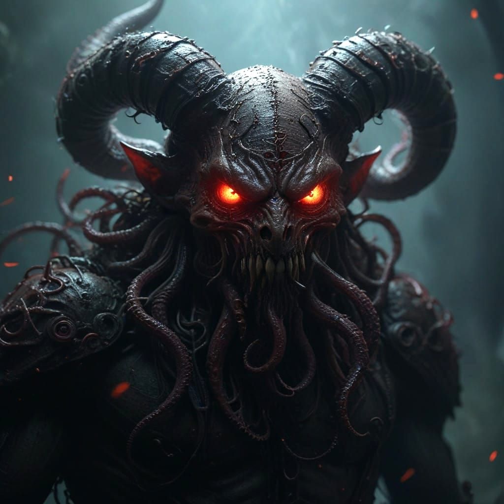 Dark Fantasy Demon in Hyperrealistic Style