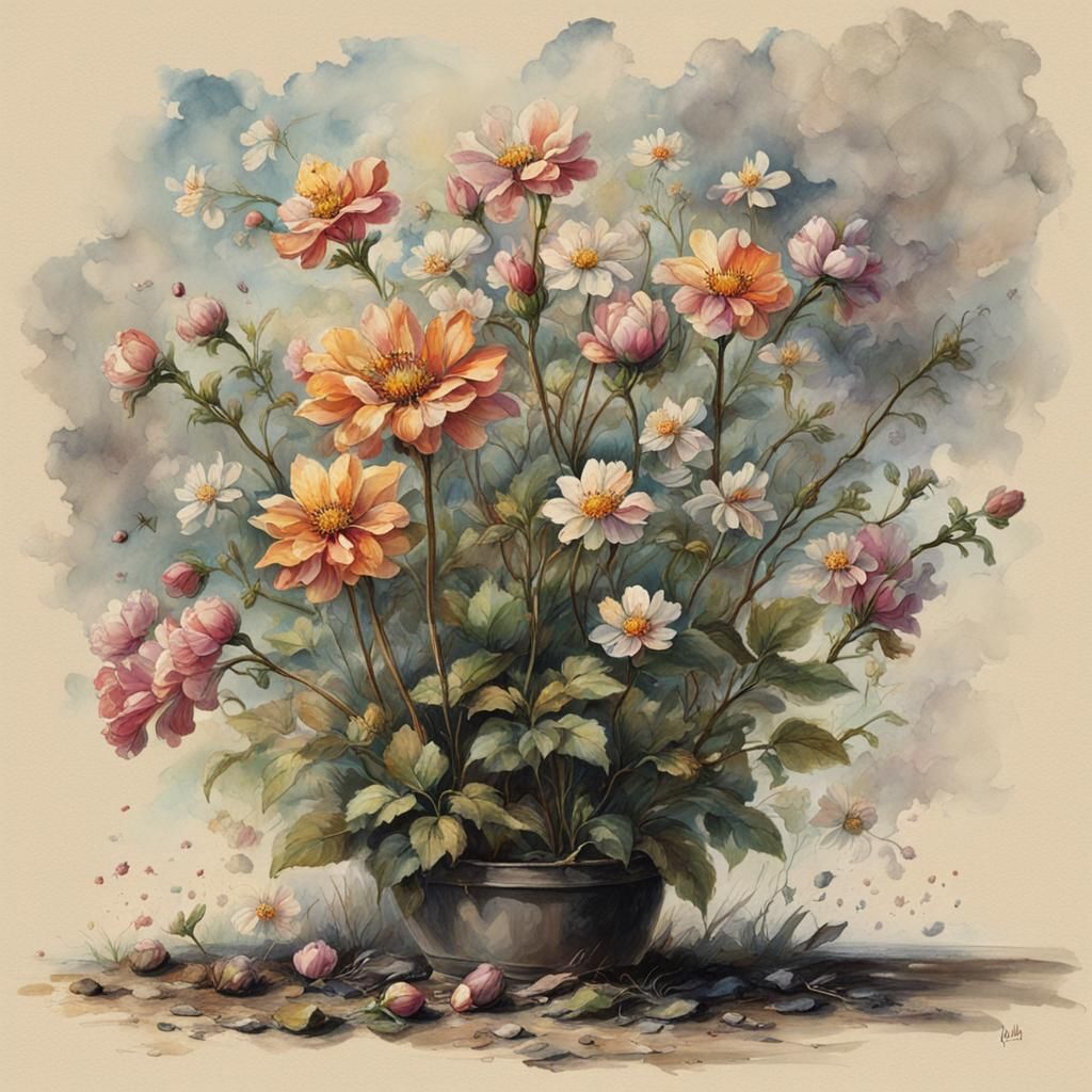 Flower Blooms From Ashes