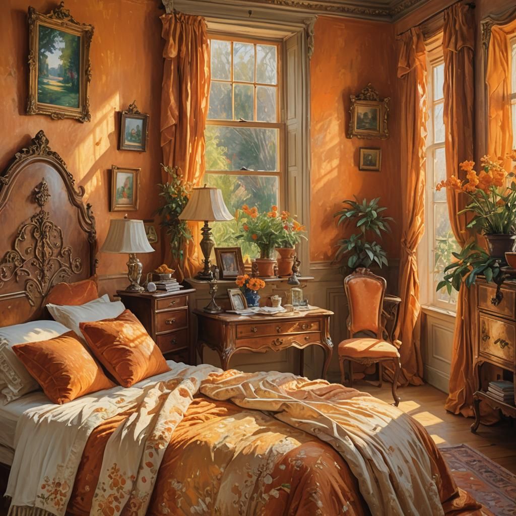 Impressionist Victorian Bedroom in Monet Style