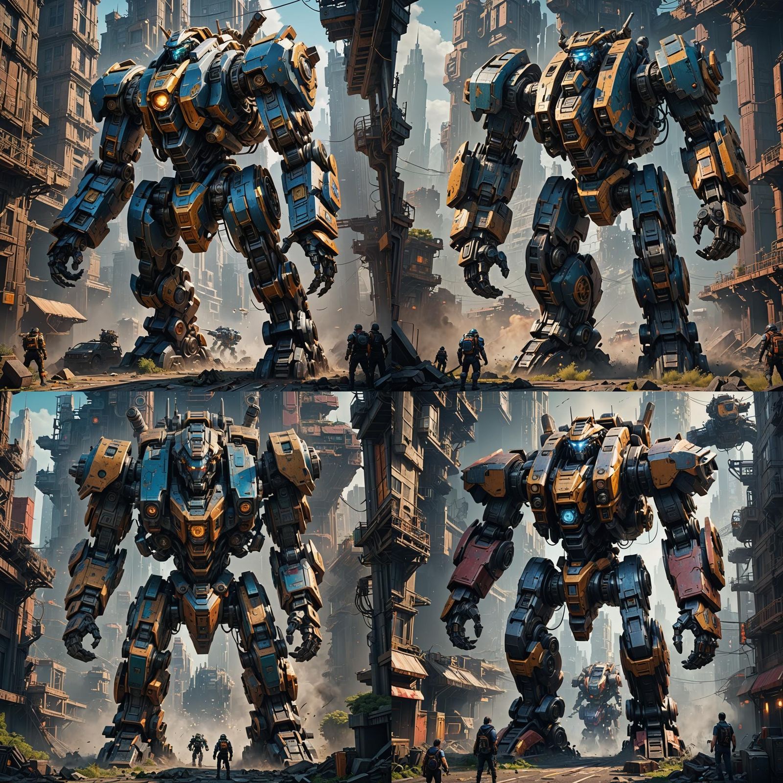 Giant Mech Concept Art in Detailed Matte Painting