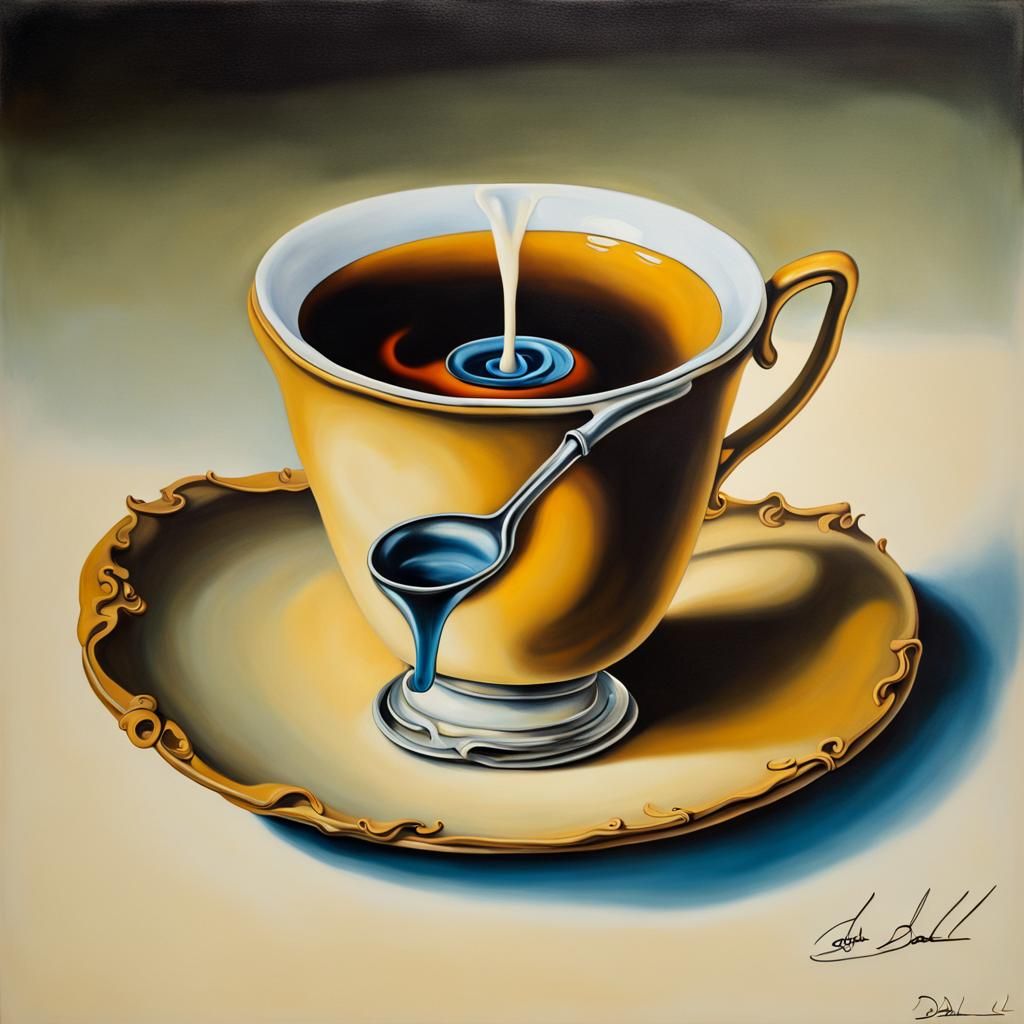 Surreal Melting Teacup in Dali Style
