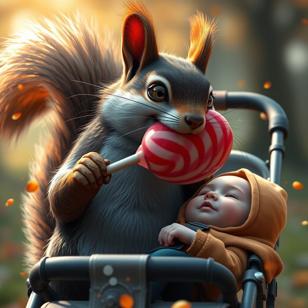 Squirrel Steals Lollipop: Detailed Matte Painting