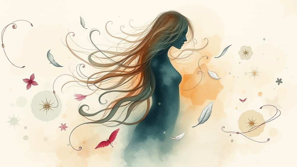 Ethereal Figure in Watercolor-Inspired Dreamscape
