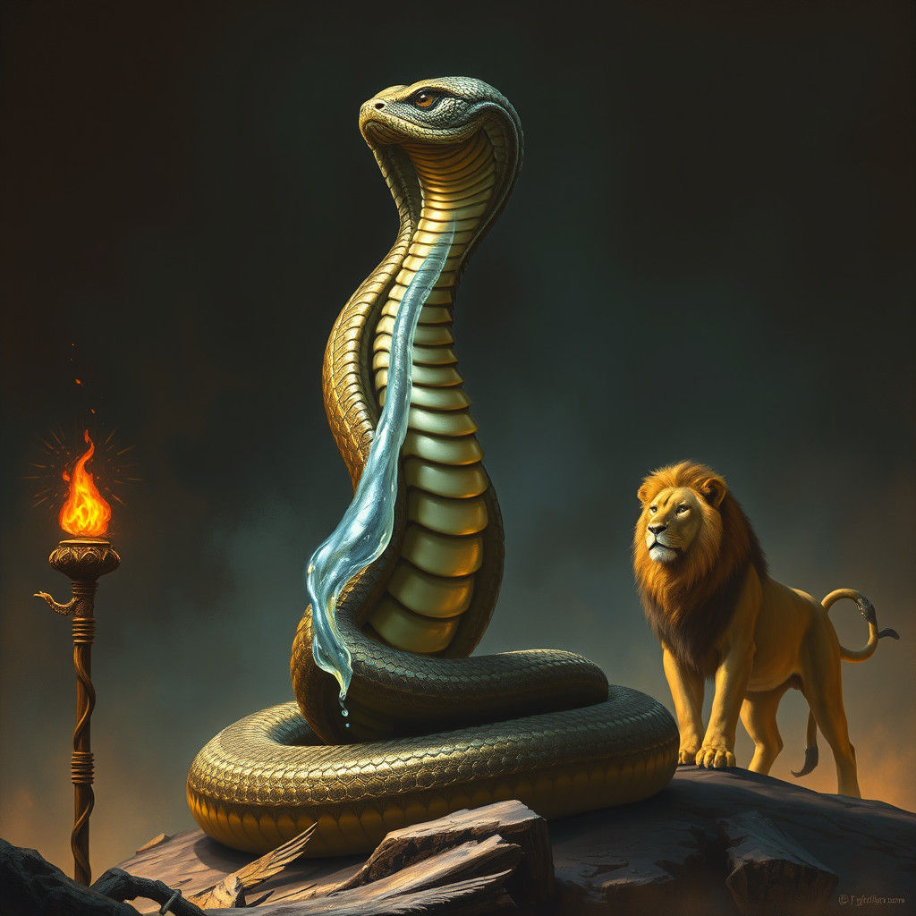 Regal Cobra Serpent in Dark Fantasy Style