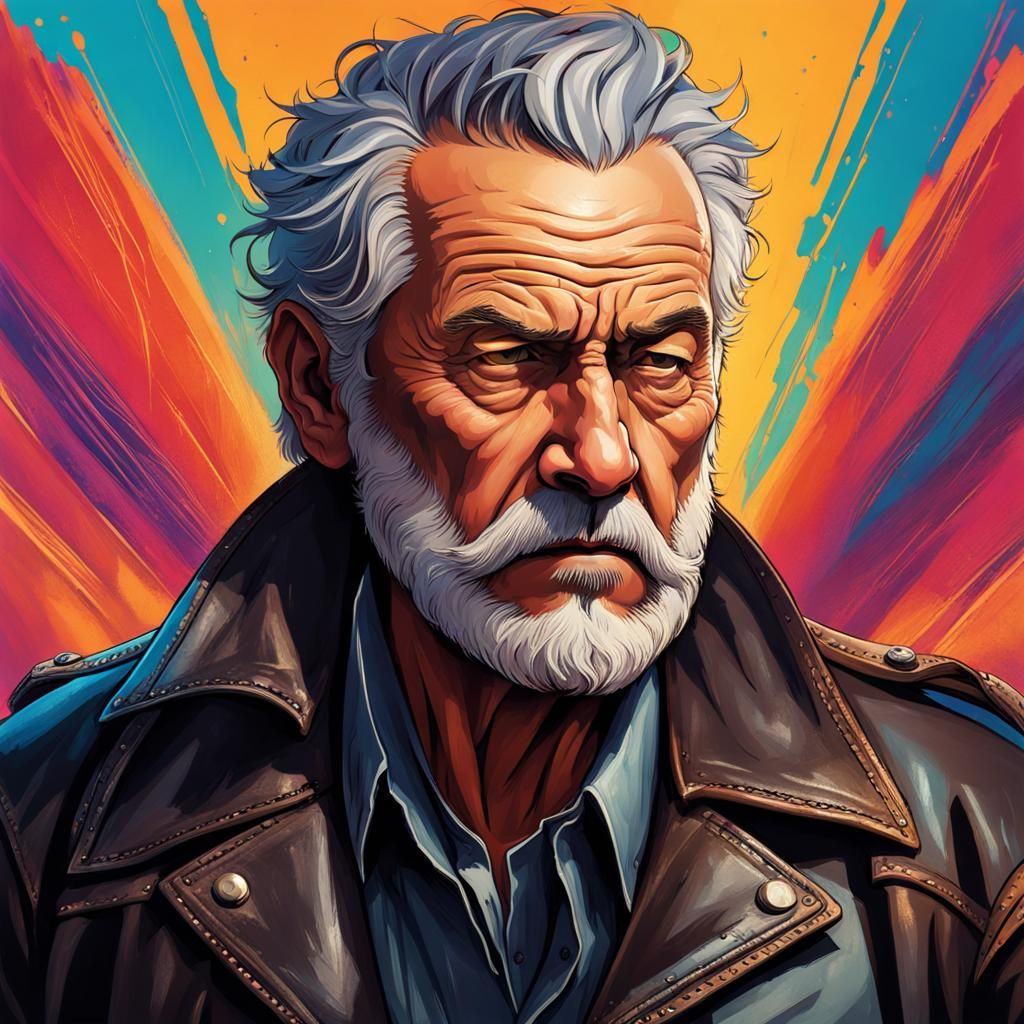 Grizzled Man with Scar: Hyperrealistic Digital Portrait