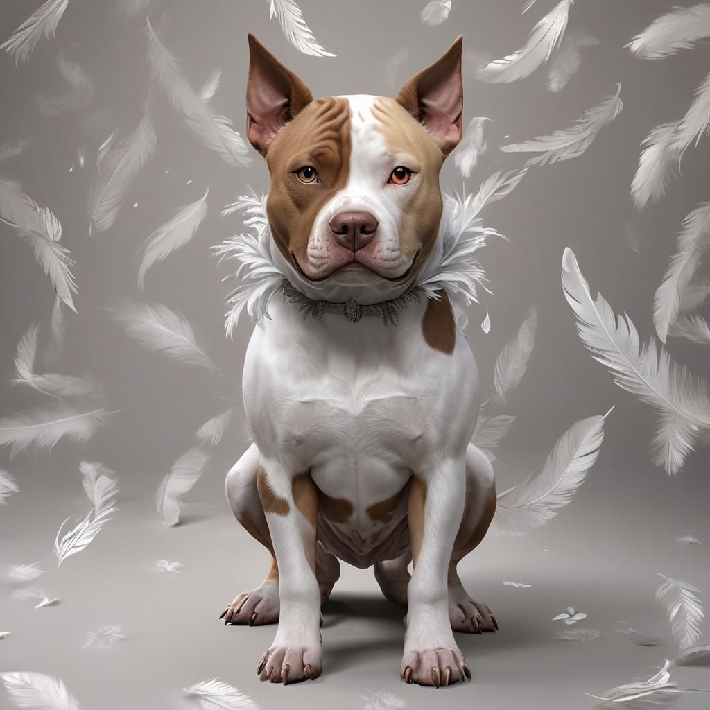 Cyberpunk-Inspired, 8K Anime Pitbull with Feathers
