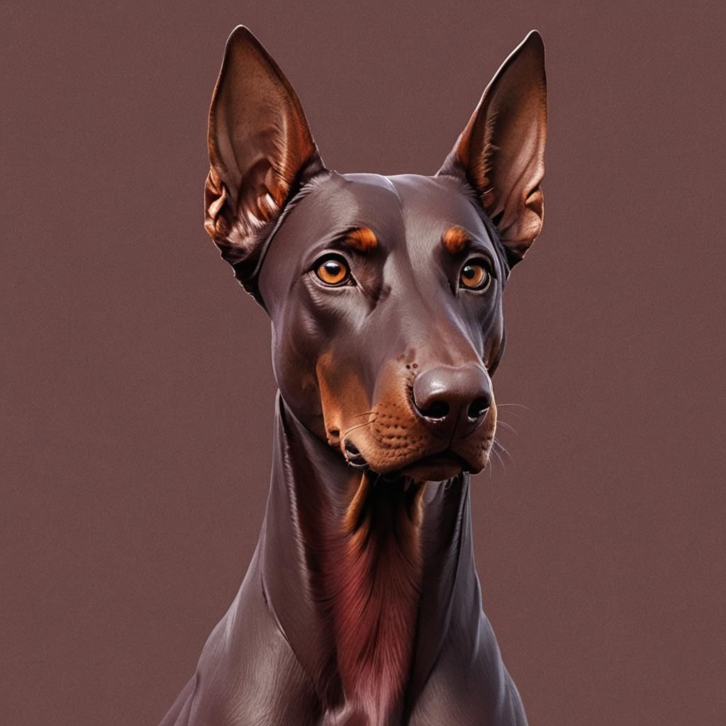 Doberman Pinscher Hero with AI Clock in Matte Painting
