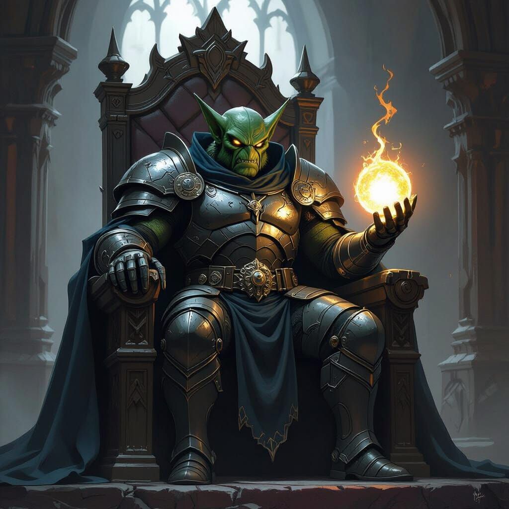 Hobgoblin Armored Like Doctor Doom in Dark Fantasy Art