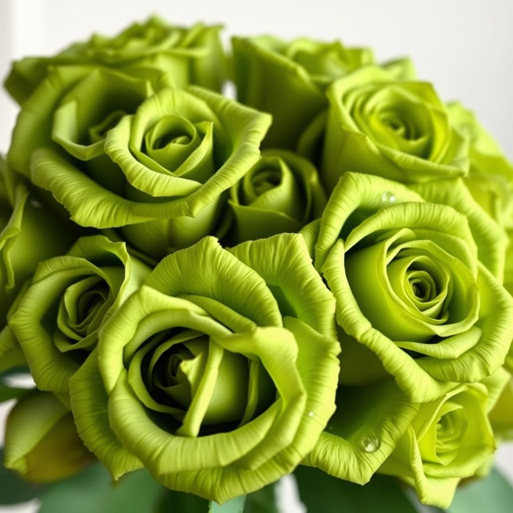 Dreamy Green Roses in a Whimsical Bouquet
