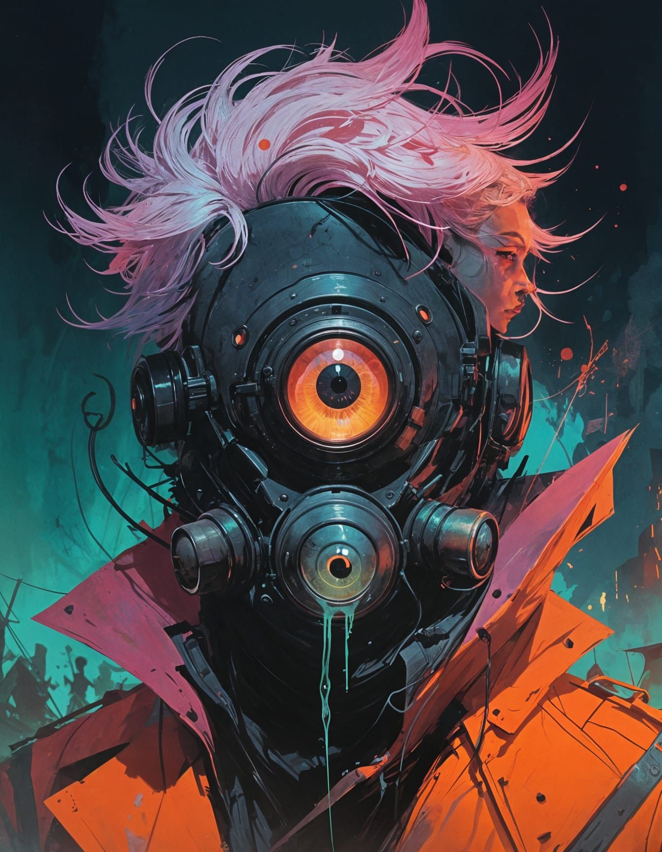 Eerie Being with Dark Aura in 80s Anime Style