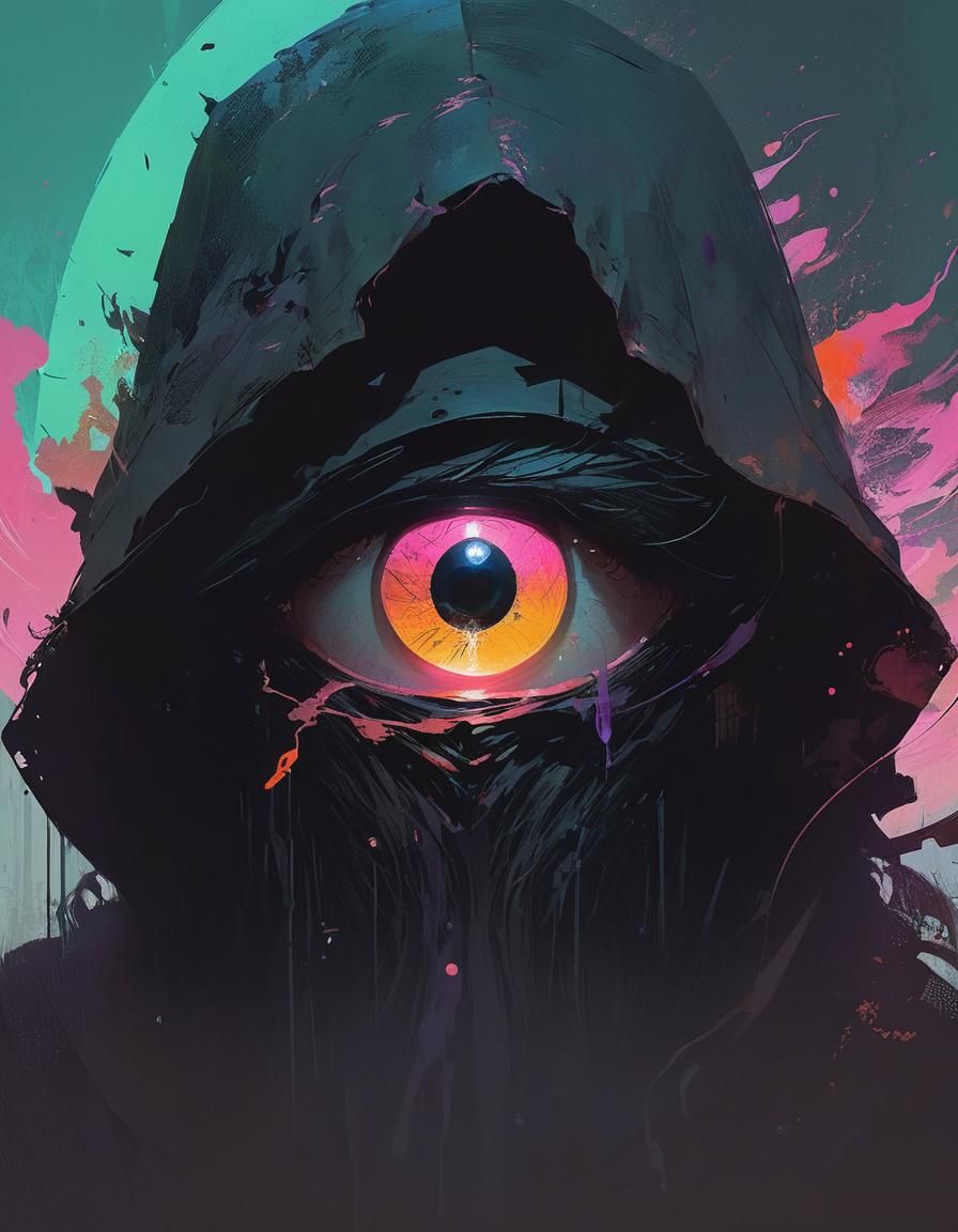 Sinister Being with Dark Aura in 80s Anime Style