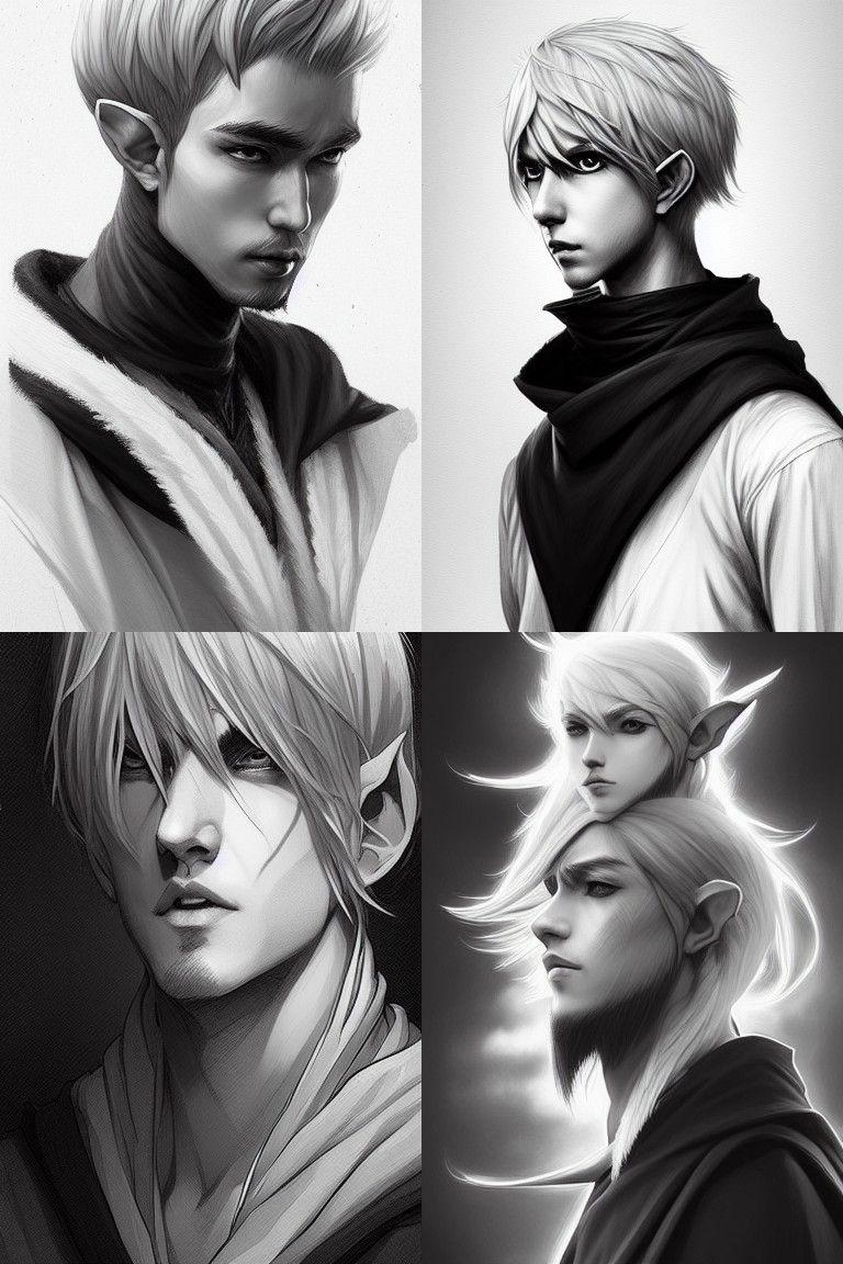 Elegant Elf Wizard Portrait in Digital Art Style