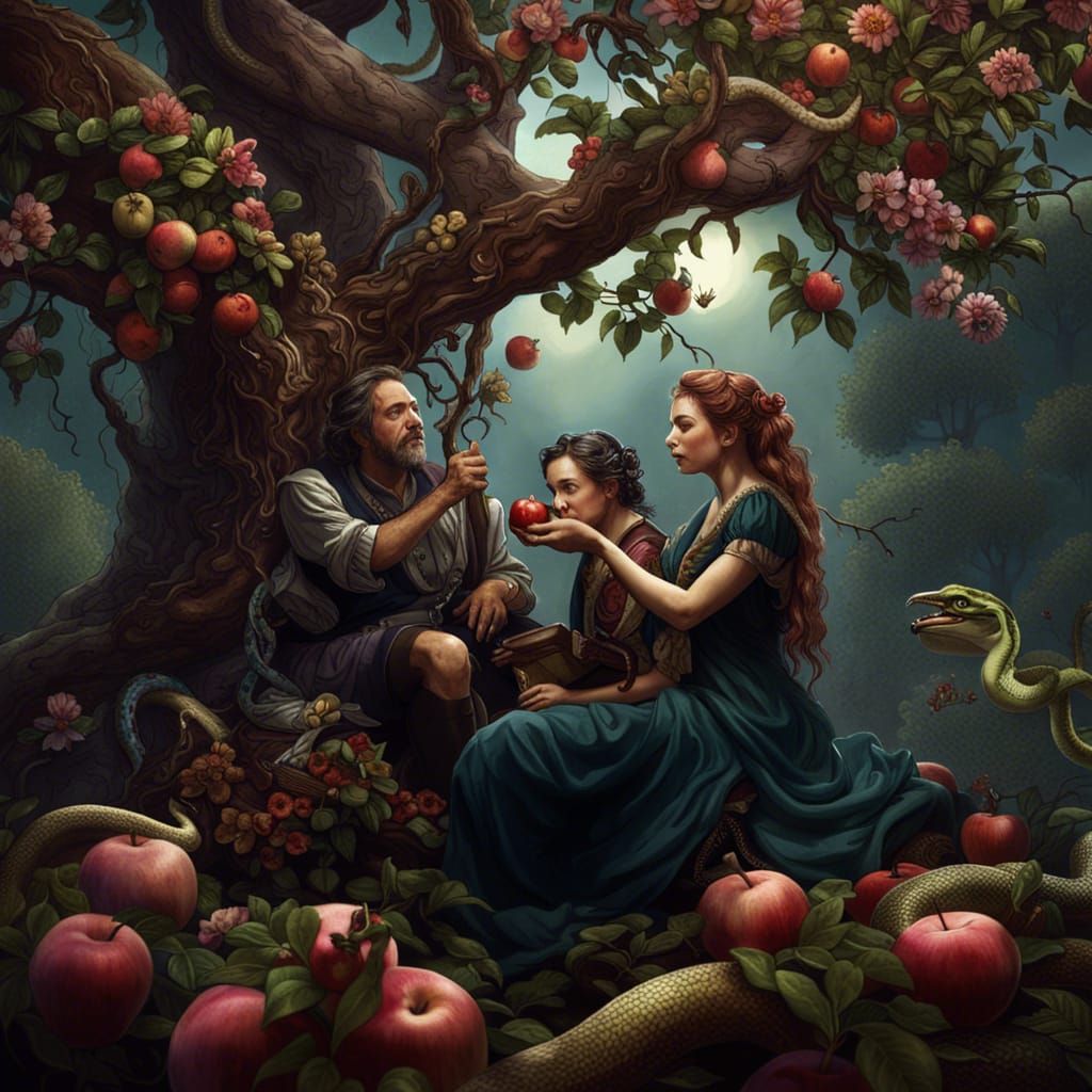 Adam and Eve in the Garden: Detailed Matte Painting