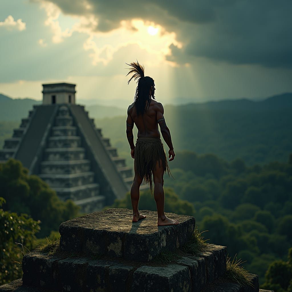 South American Warrior on Mayan Temple
