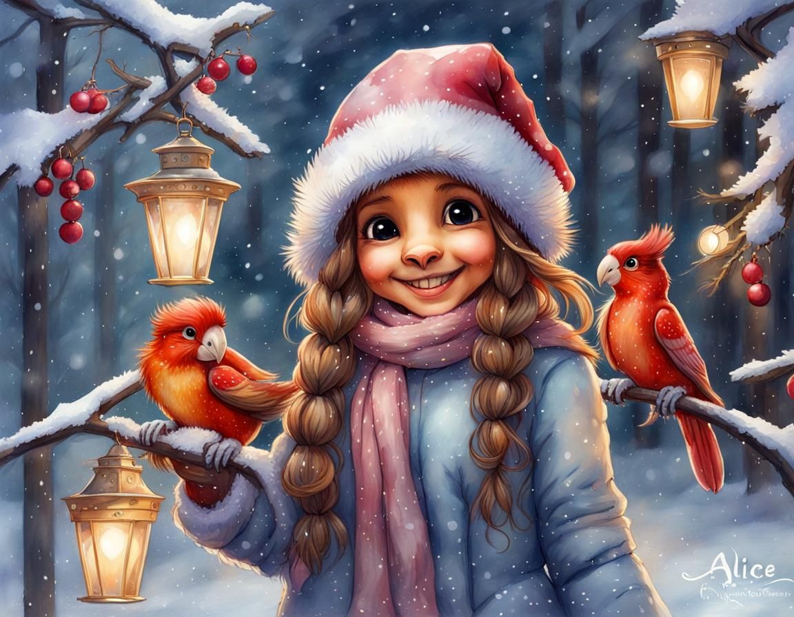 Fantasy Girl in Winter Wonderland, Digital Art
