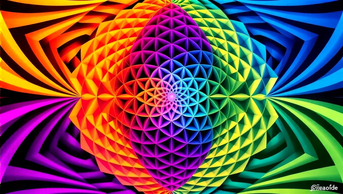 Surreal Geometric Vortex in Vibrant Hues
