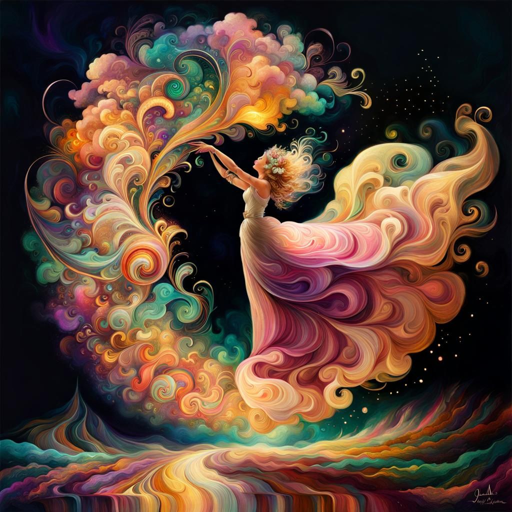 Colorful Swirling Dreamscape: A Hyperdetailed Fantasy