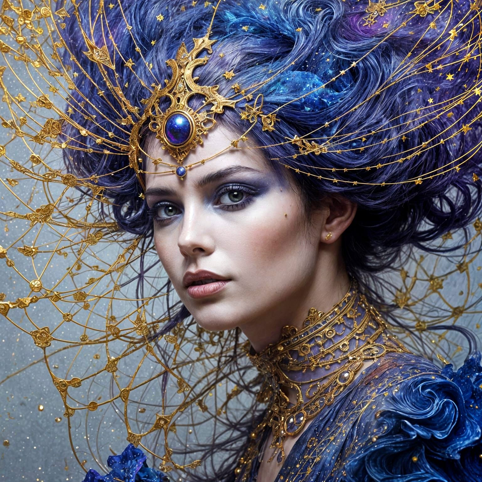 Psychedelic Space Goddess in Impasto Style