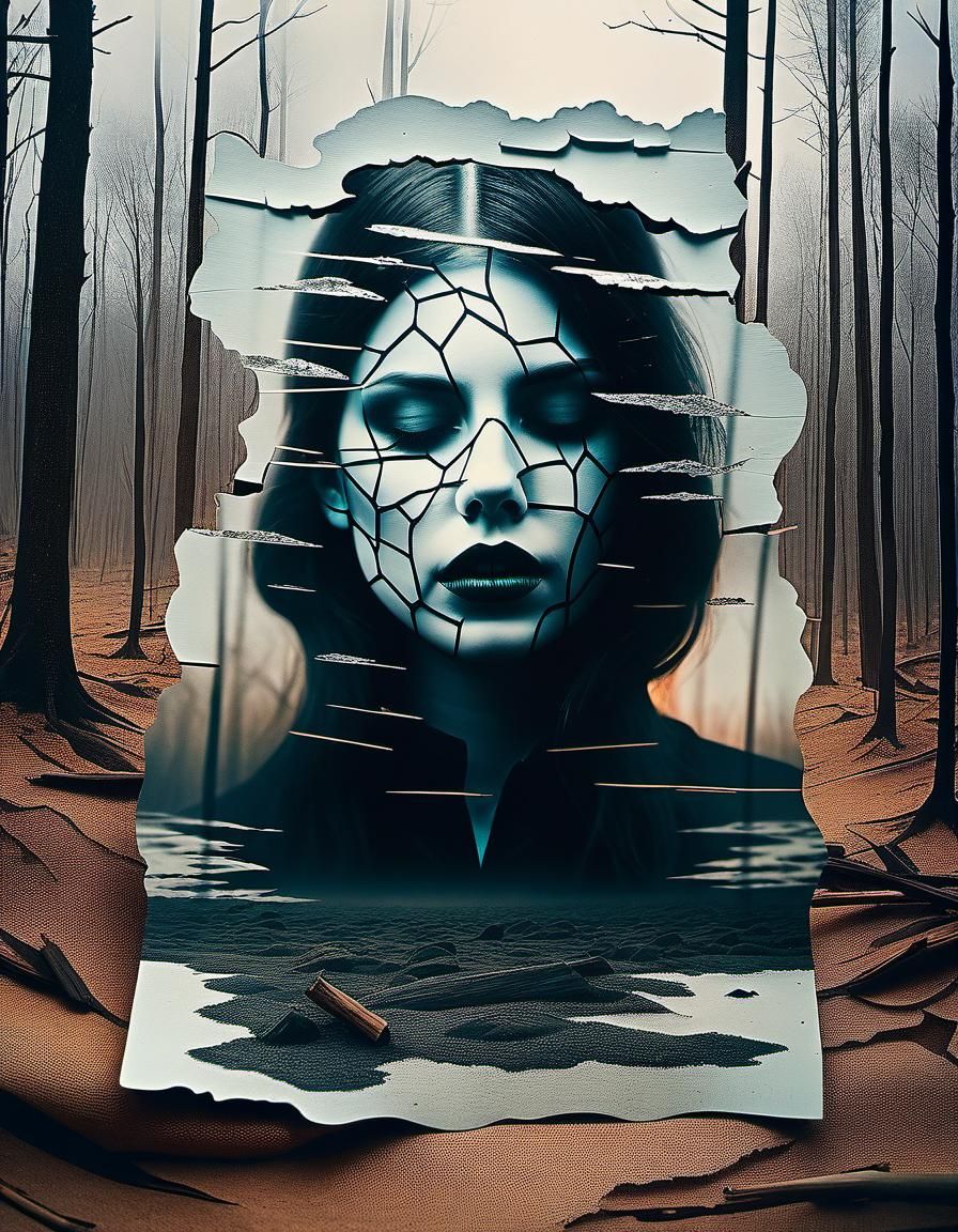 Surreal Double Exposure Art with Scary Figures