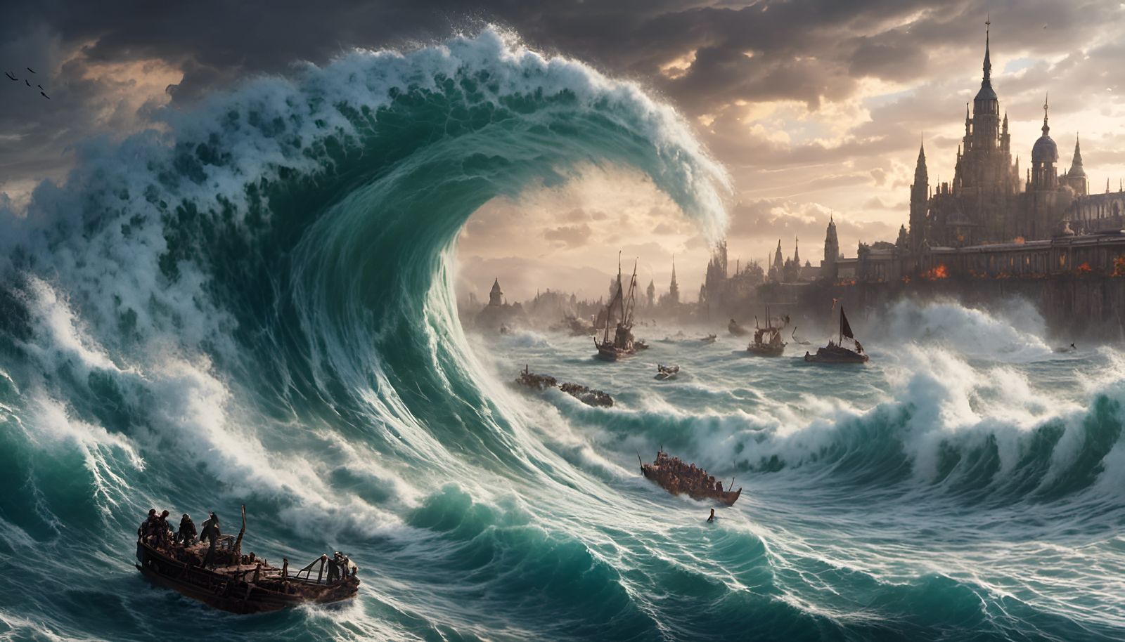 Epic Tsunami Wave in Armageddon Scenario