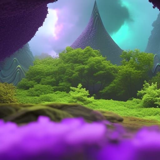 Purple Tornado Devastates Fantasy Forest: Matte Painting