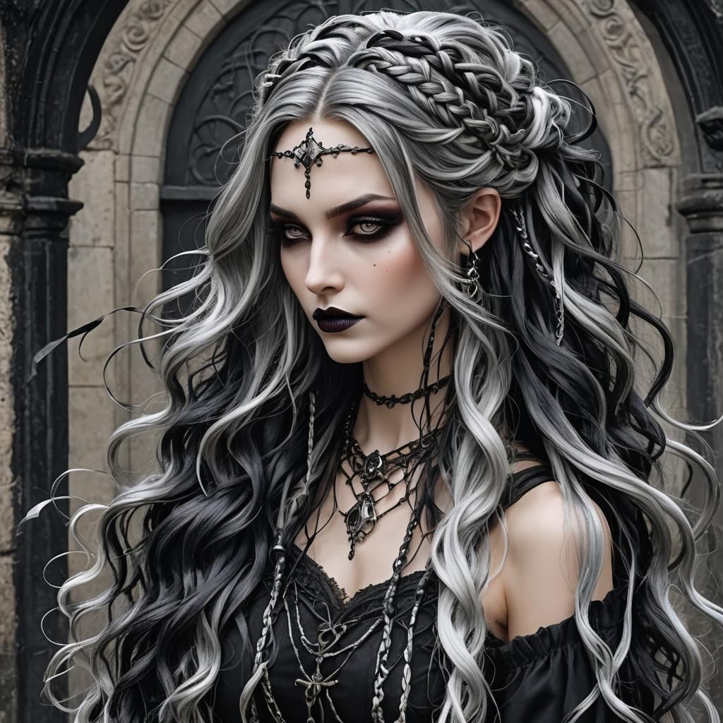 Gothic Sorceress with Jester Flair: Digital Portrait