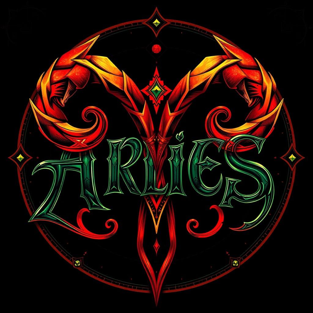 Luxurious Aries Zodiac Sign Name Chain in Bold Comic Book St...