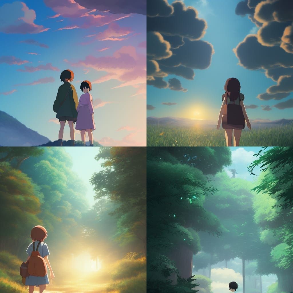 Studio Ghibli Anime Scene in Shinkai Style