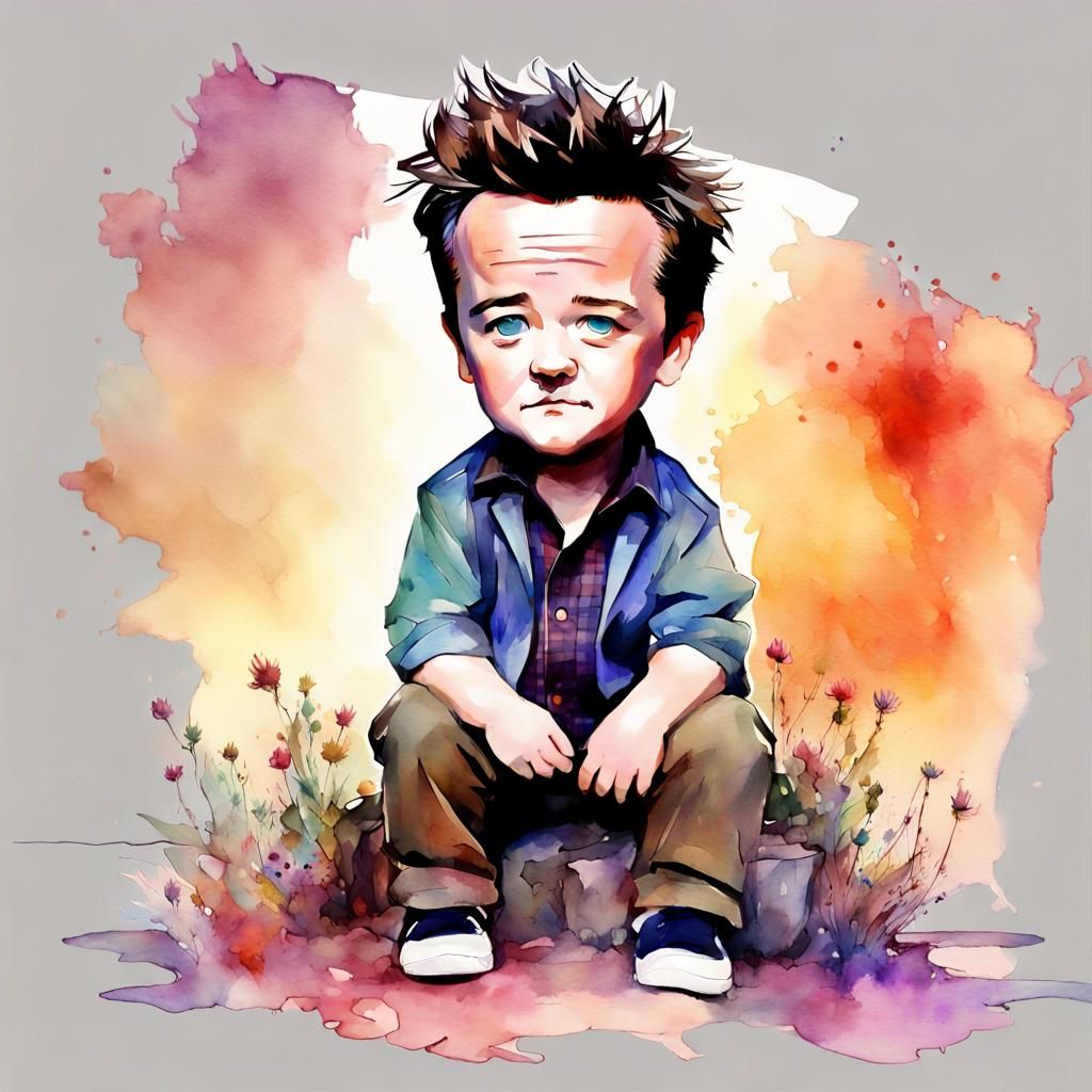 Chibi Chandler Bing in Watercolor Fantasy