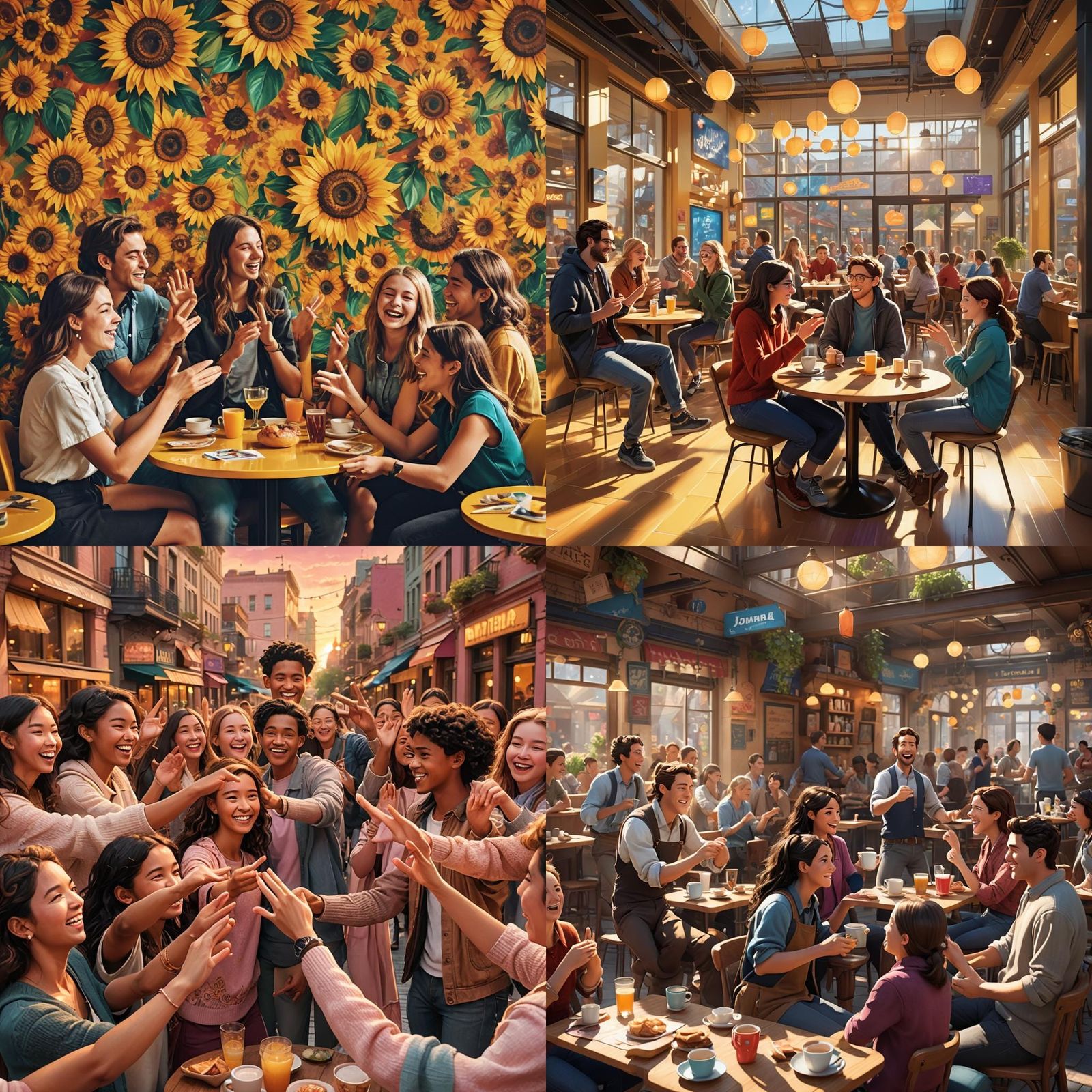 Friends Sign in Cafe: Pixar-Style 3D Art