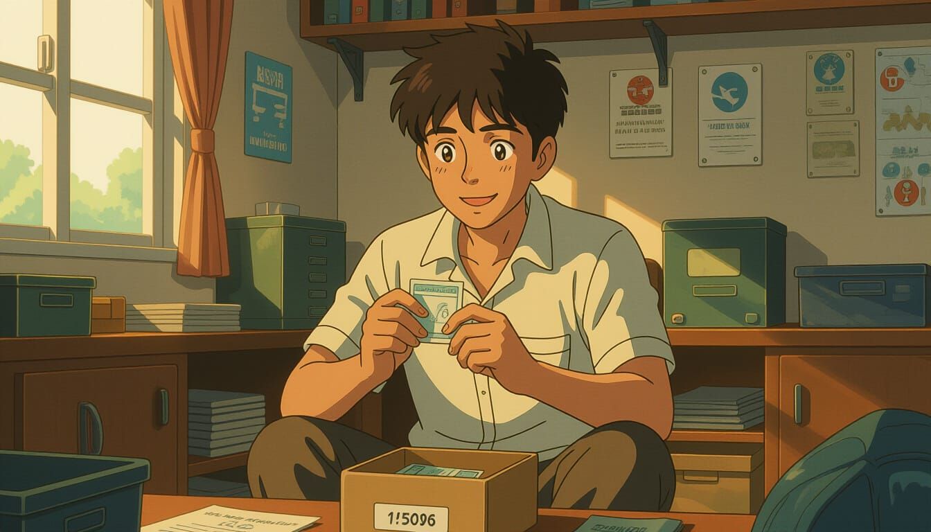 Teenage Boy's Joy Holding First Paycheck