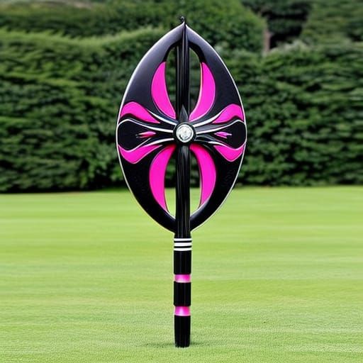 Pink and Black Double-Bladed Dagger Staff