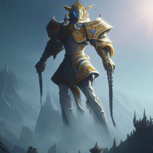 Floating God Knight: Detailed Fantasy Concept Art