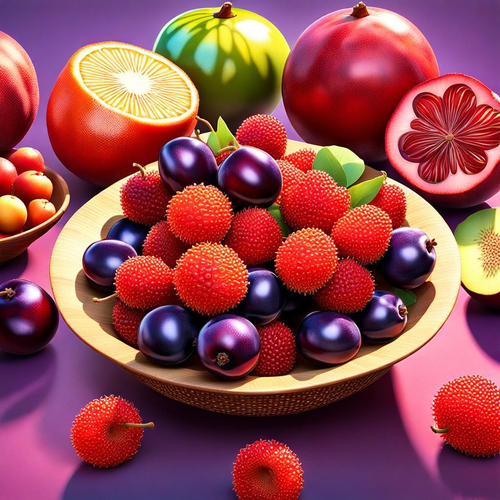 Bowl of Australian Native Fruits: Pixar-Style 3D Render