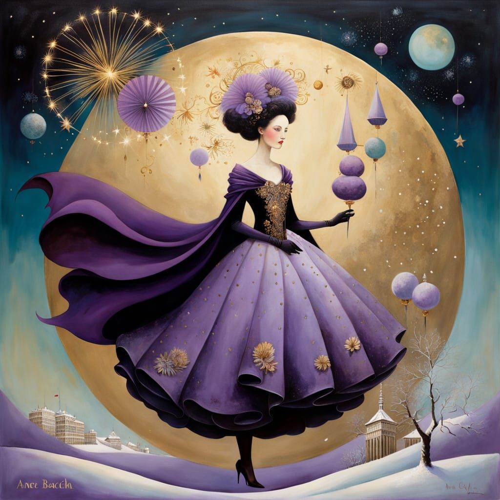 Whimsical Winter Flying with Vibrant Purple Capes