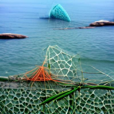 Geometric Fishing Net Near the Bay