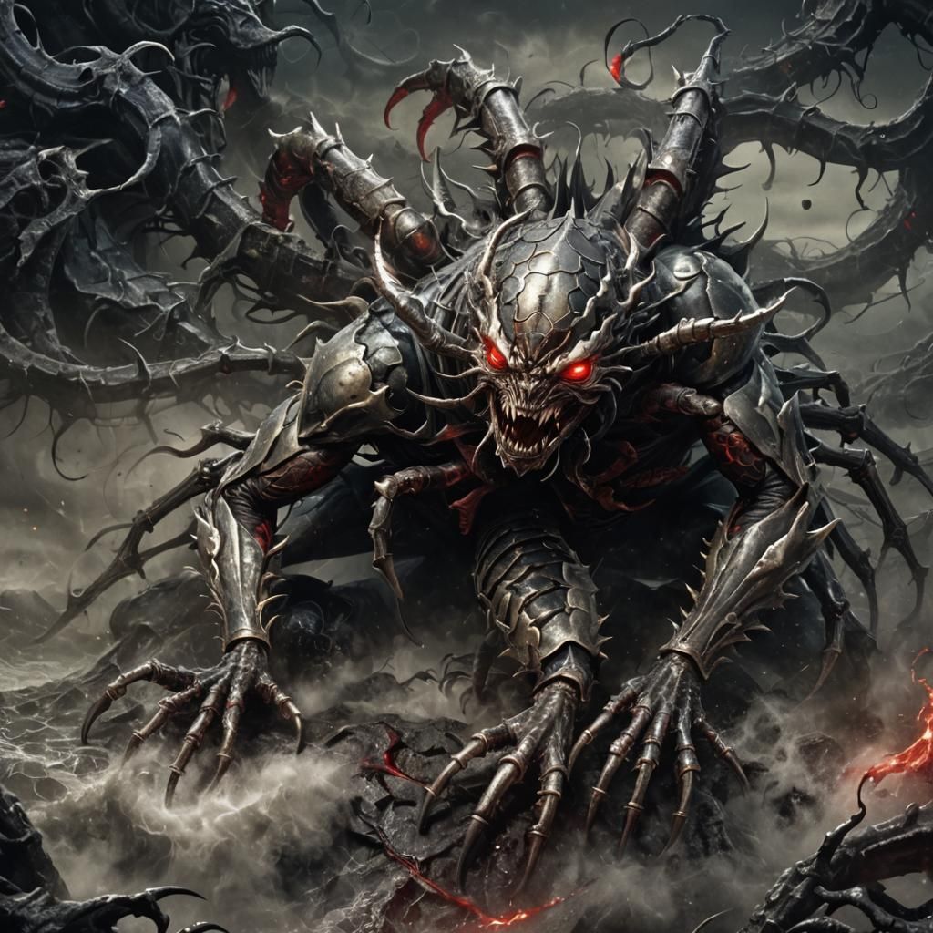 Malevolent Scorpio Arachnid Emerges from Dark Mists