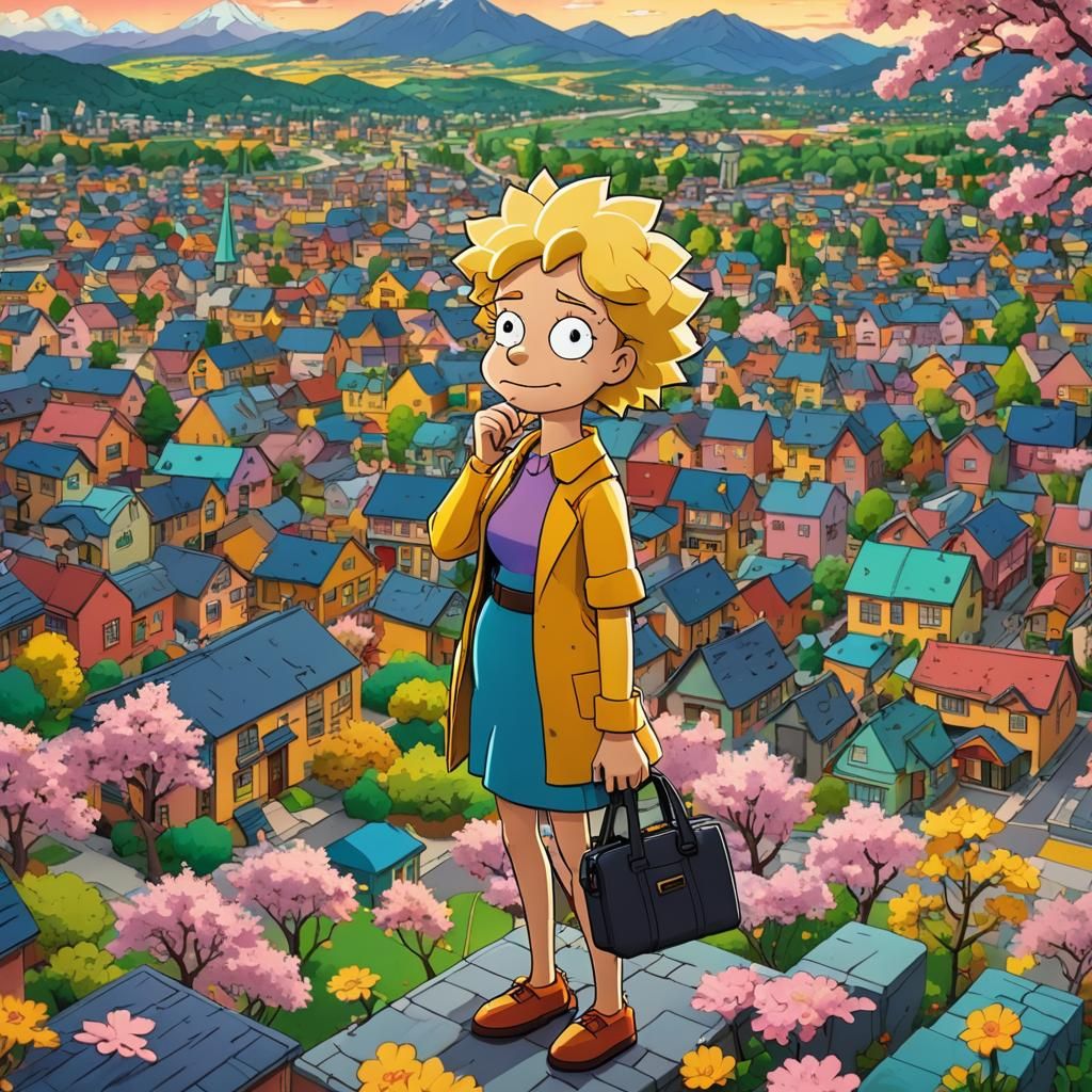 Lisa Simpson in Anime Style 3D Art