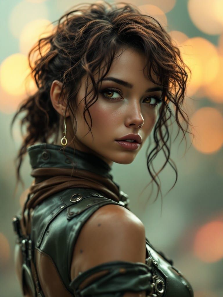 Futuristic Android Woman in Battle Suit