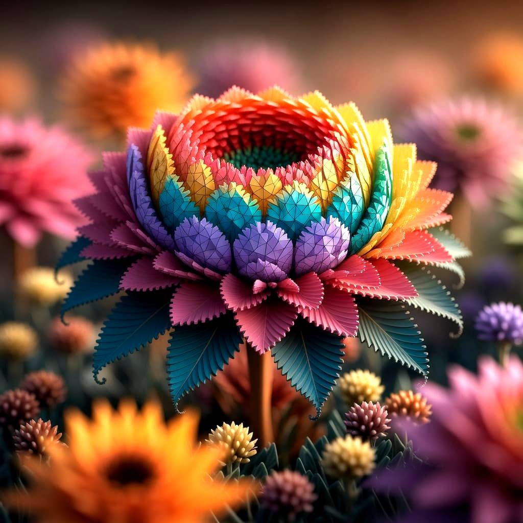 Geometric Floral Masterpiece in Vibrant Colors