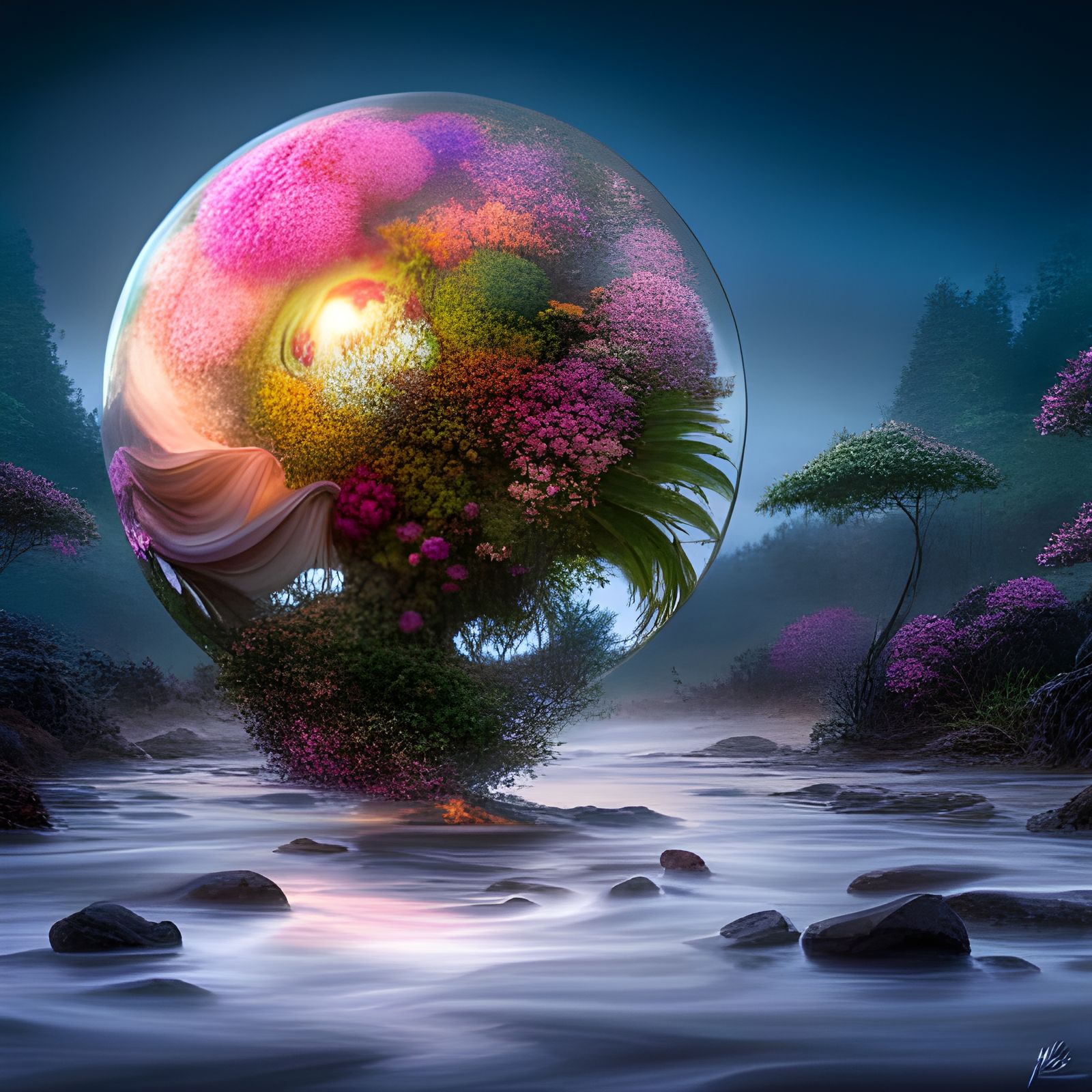 Ethereal Botanical Orb in Enchanted Garden