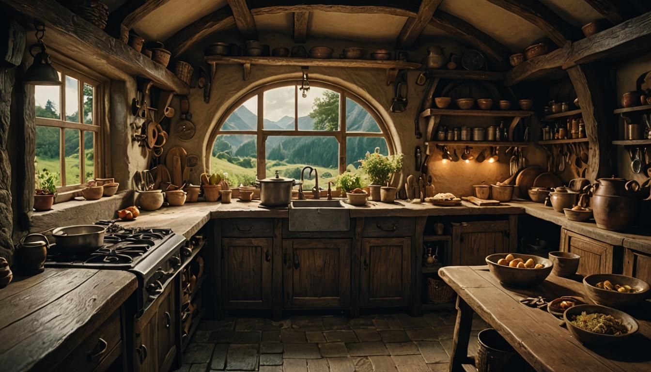 Charming Hobbit House Kitchen Interior
