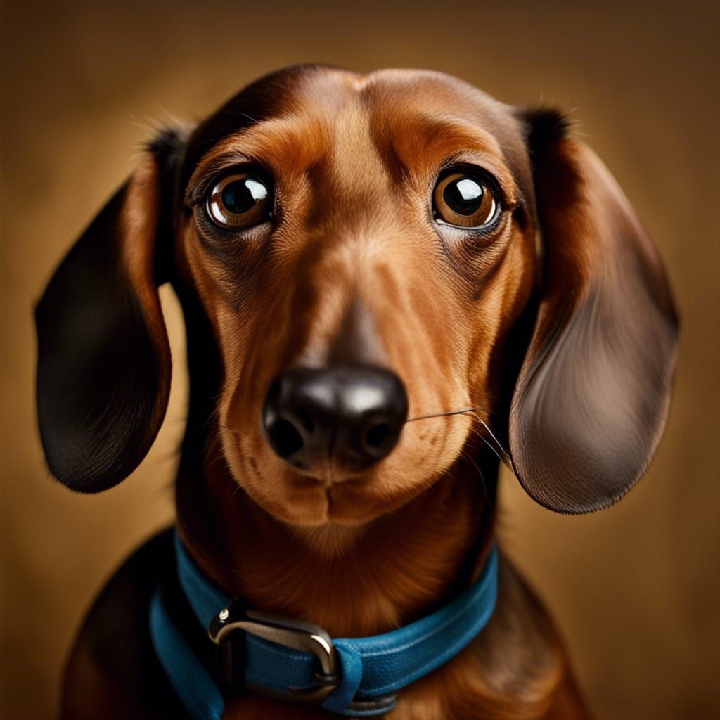 Dachshund Close-Up Portrait in Studio Lighting