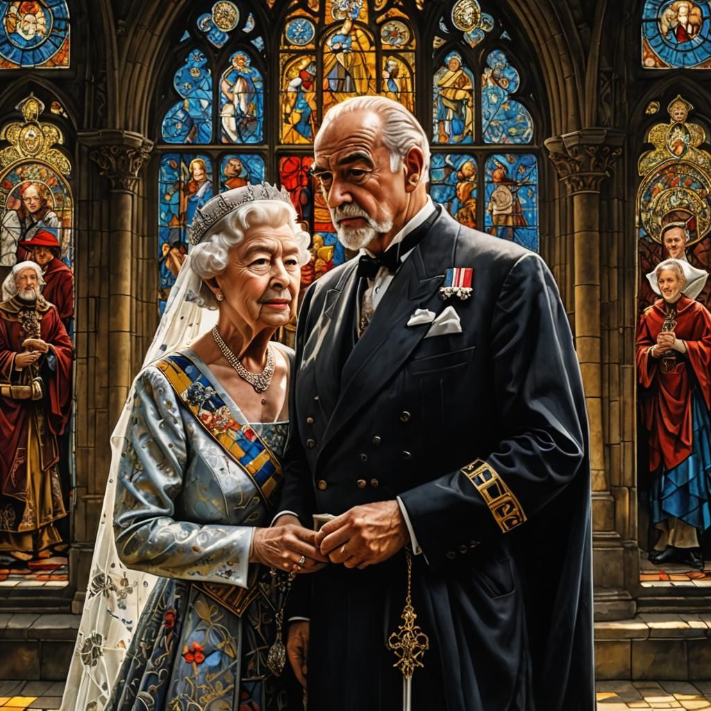 Sir Sean Connery is ennobled by Queen Elizabeth.