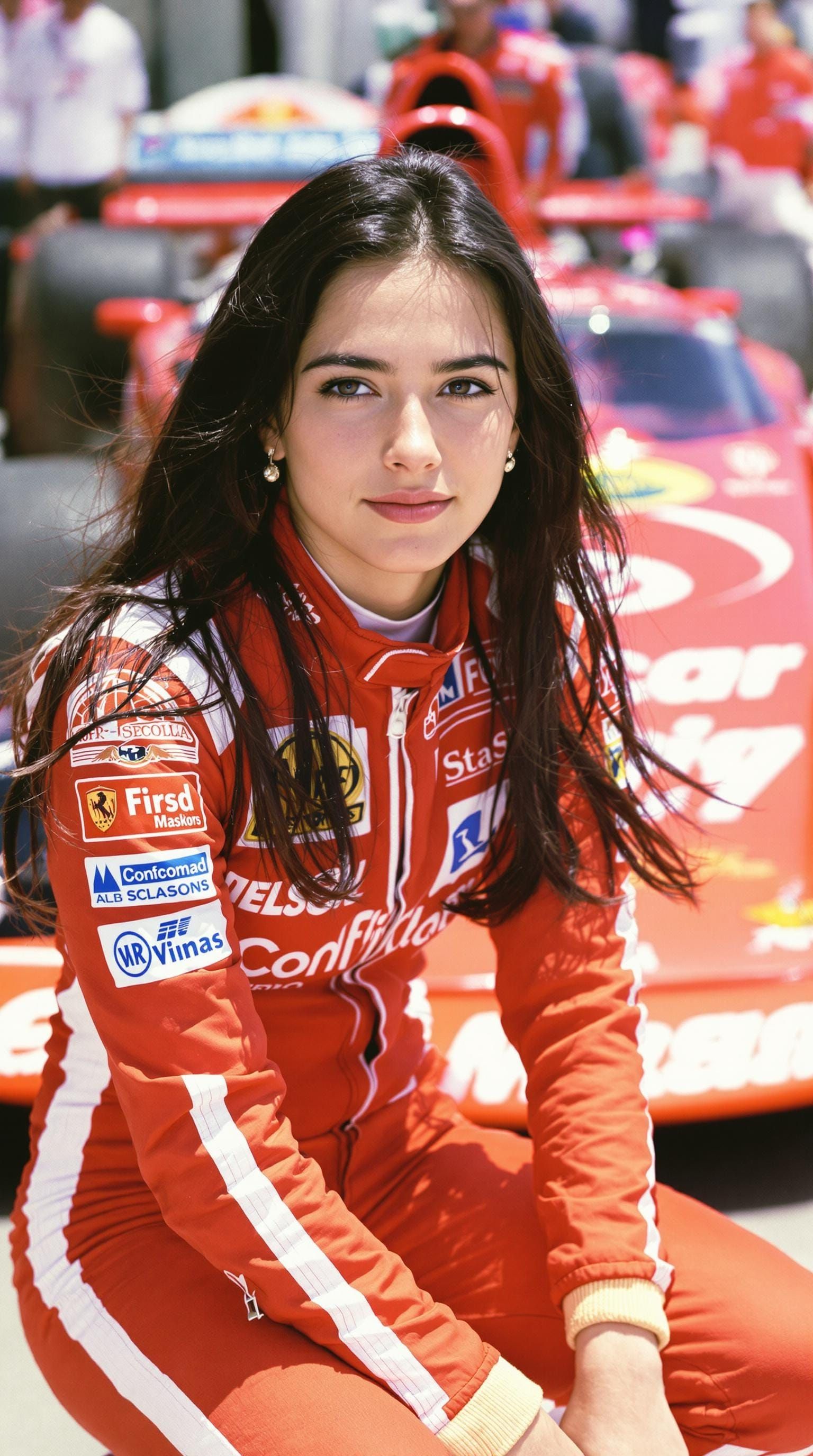 Fierce Female Racing Driver in High-Speed Mode