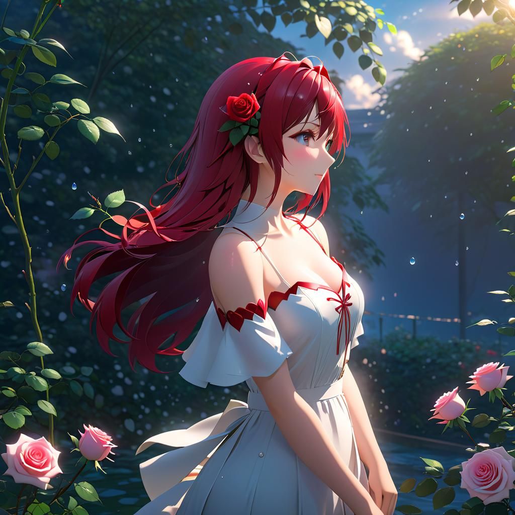 Maiden's Heart: 3D Anime Rose in Exquisite Detail