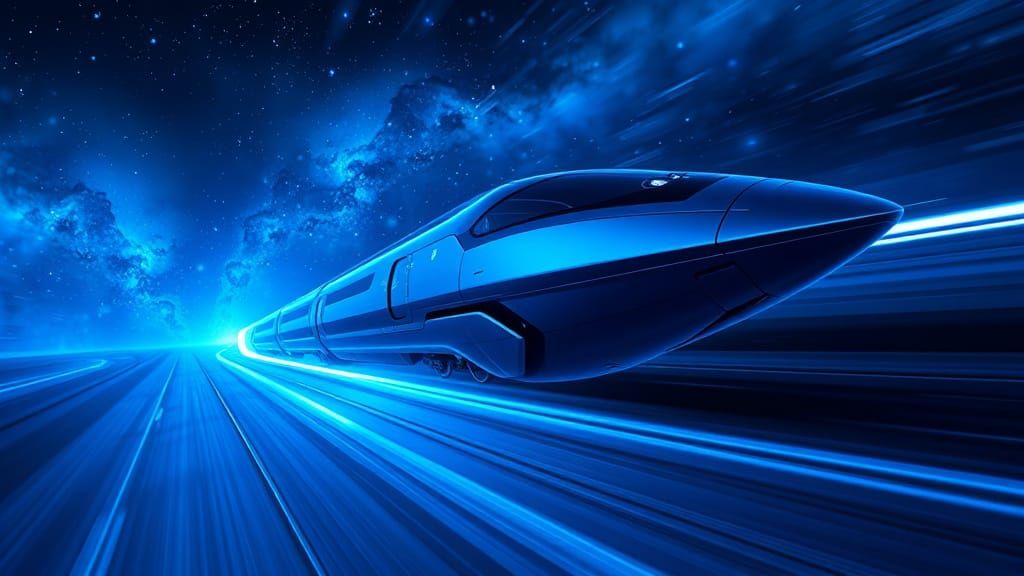 Futuristic Bullet Train Speeding Through Neon Galaxy