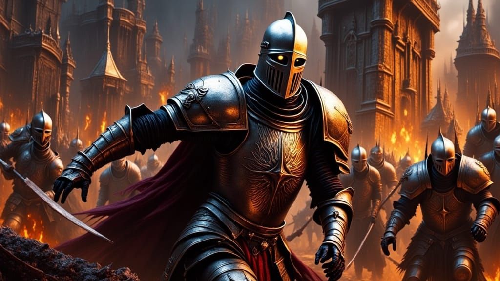 Battle-Hardened Knight of Gondor in Cyberpunk Horror Aesthet...